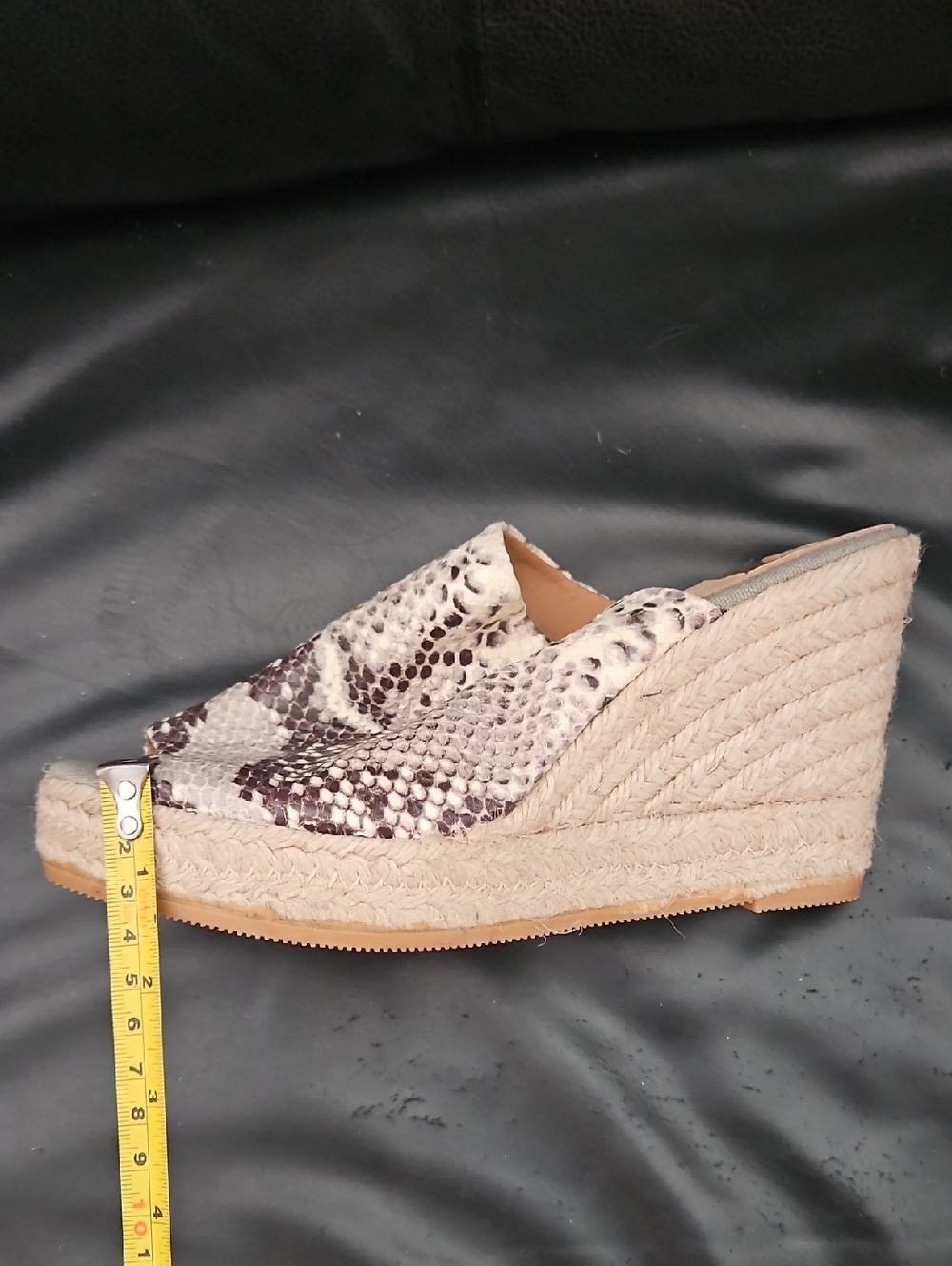Kanna Open Toe Wedge Heel Mules Sz 6 Snakeskin Print Espadrille Platform Sandals - Picture 13 of 13